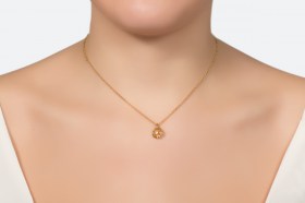 COLGANTE PLATA DE LEY 925 9369 OA, ACABADO EN ORO BRILLO DE 1 MICRA DE ORO DE 24 KT, COLOR AMATISTA.