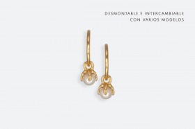 PENDIENTE PLATA DE LEY 925 40064 OP, CIERRE PRESION, ACABADO EN ORO BRILLO DE 1 MICRA DE ORO DE 24 KT, PERLA NATURAL.