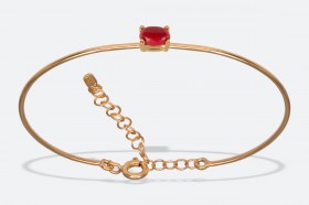 PULSERA PLATA DE LEY 925 6421 OC, ACABADO EN ORO BRILLO DE 1 MICRA DE ORO DE 24 KT, COLOR CORAL.
