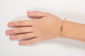 PULSERA PLATA DE LEY 925 6424 OC, ACABADO EN ORO BRILLO DE 1 MICRA DE ORO DE 24 KT, COLOR CRISTAL.